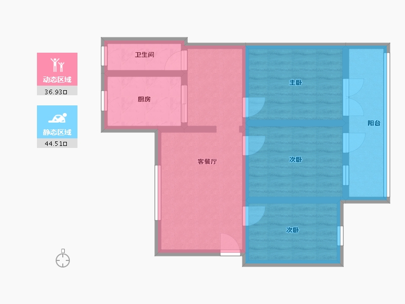 内蒙古自治区-呼和浩特市-林业厅小区-87.00-户型库-动静分区