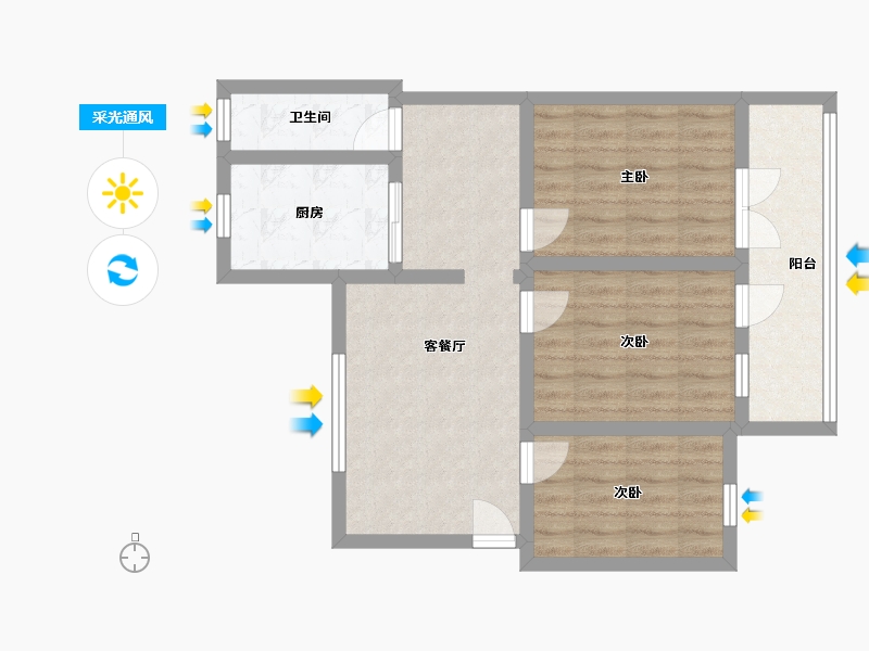 内蒙古自治区-呼和浩特市-林业厅小区-87.00-户型库-采光通风