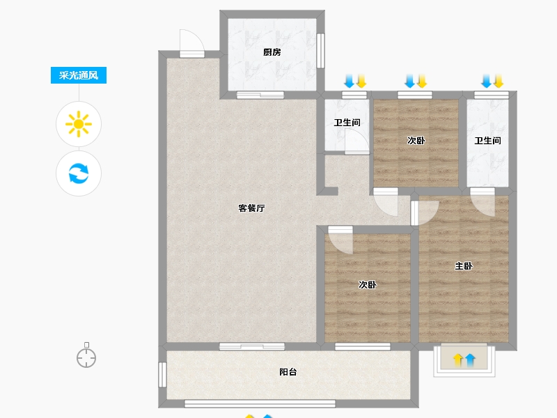 山东省-济宁市-龙城公馆-101.00-户型库-采光通风