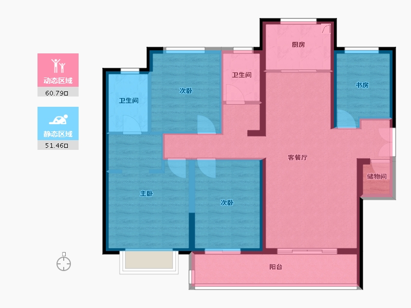 陕西省-西安市-金地中央公园-100.00-户型库-动静分区