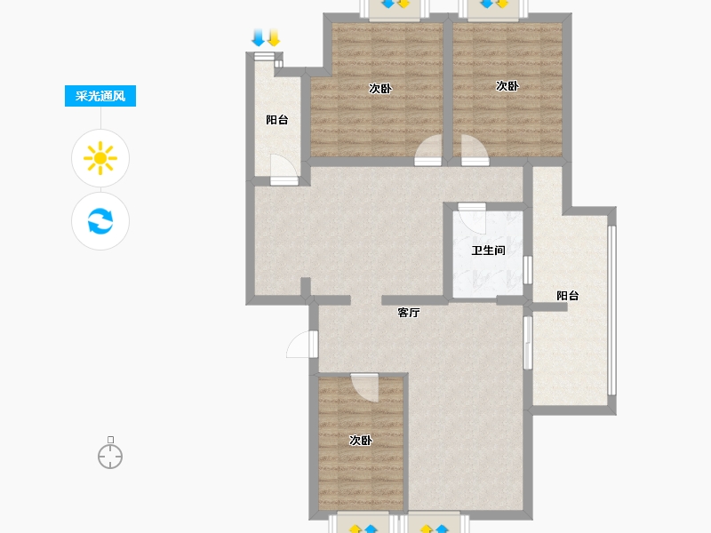 河北省-石家庄市-欧景园-66.20-户型库-采光通风