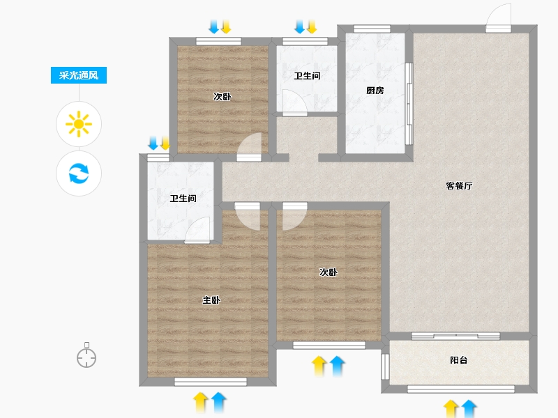 河南省-鹤壁市-星河湾-110.00-户型库-采光通风