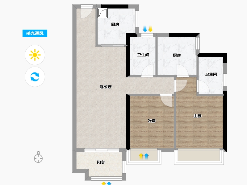 广东省-广州市-香樾四季-74.00-户型库-采光通风