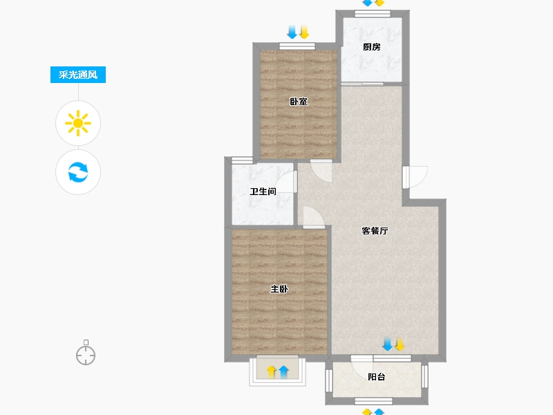 山东省-青岛市-鑫江水青木华-76.00-户型库-采光通风