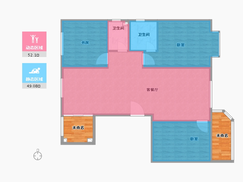 山西省-临汾市-金域蓝湾-103.23-户型库-动静分区