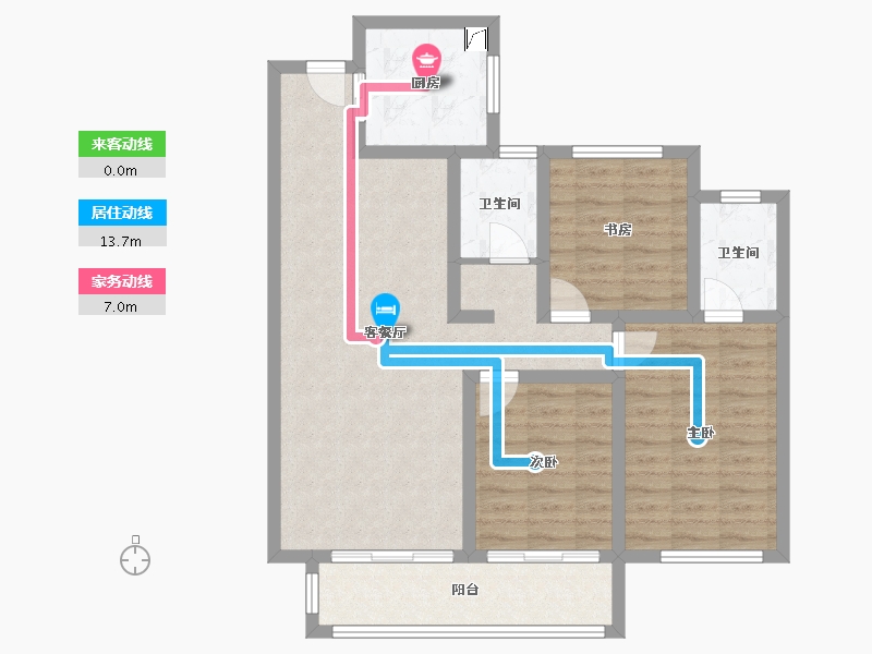 陕西省-宝鸡市-雍华公馆-90.00-户型库-动静线