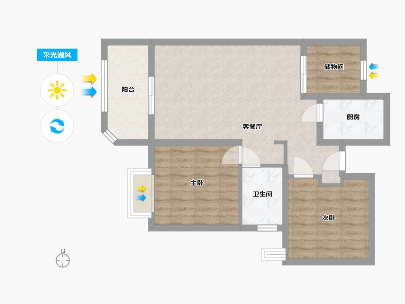 福建省-厦门市-水晶地铁公元-67.96-户型库-采光通风