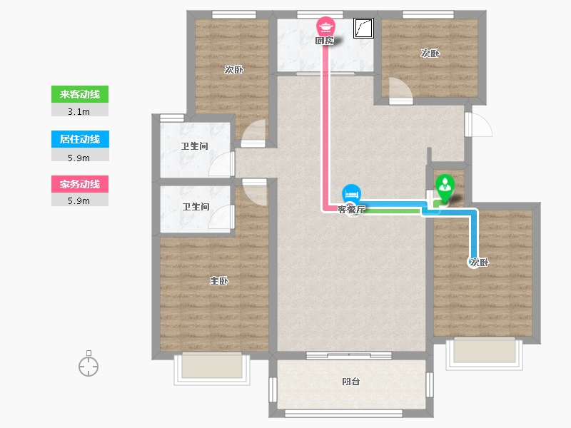 山东省-济宁市-学府花园-111.00-户型库-动静线