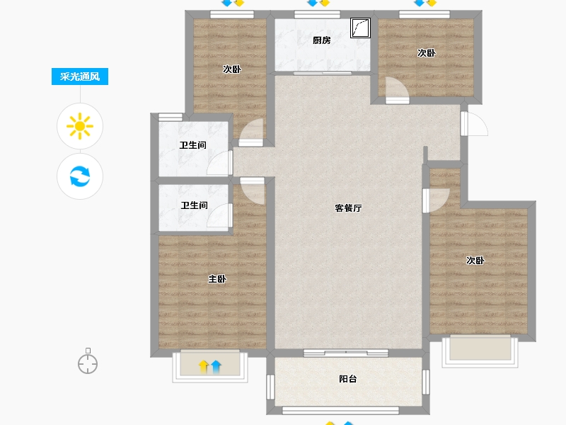 山东省-济宁市-学府花园-111.00-户型库-采光通风