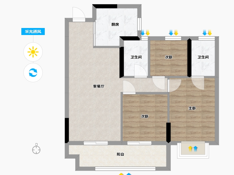 福建省-福州市-玺湾-78.00-户型库-采光通风