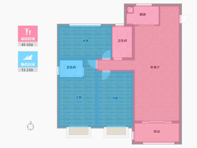 山东省-济宁市-学府花园-106.00-户型库-动静分区