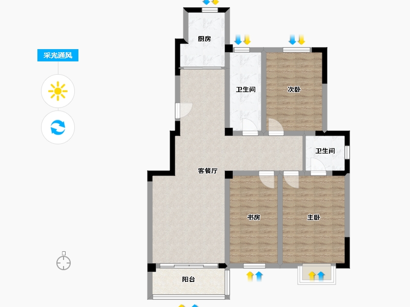 江苏省-扬州市-月明苑-2119号楼-99.00-户型库-采光通风