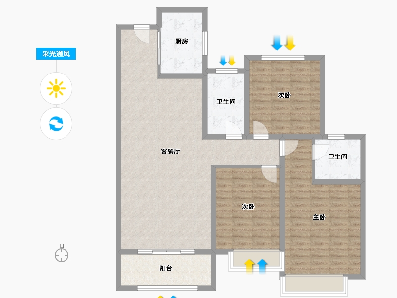 山东省-德州市-澳海清华府-118.00-户型库-采光通风