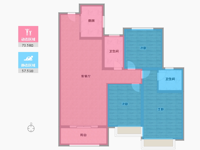 山东省-德州市-澳海清华府-118.00-户型库-动静分区