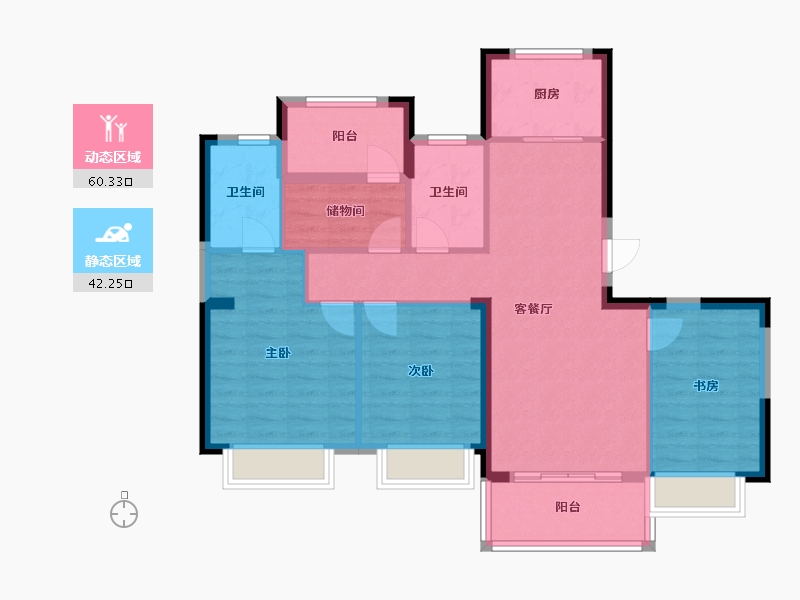 浙江省-温州市-瓯锦苑-91.95-户型库-动静分区