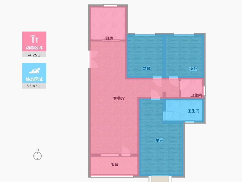 河北省-张家口市-尚峰悦庭-103.57-户型库-动静分区