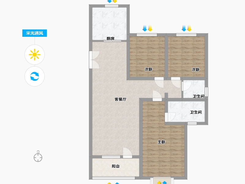 河北省-张家口市-尚峰悦庭-103.57-户型库-采光通风