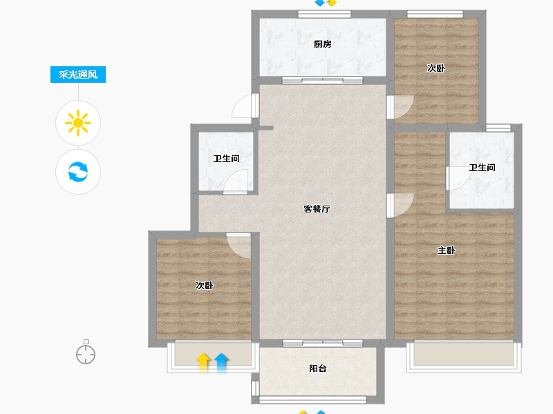 江苏省-扬州市-海信鸿扬世家-100.00-户型库-采光通风