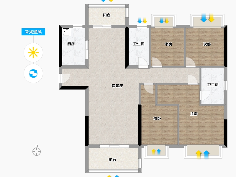 湖北省-武汉市-帝大御景城-110.00-户型库-采光通风