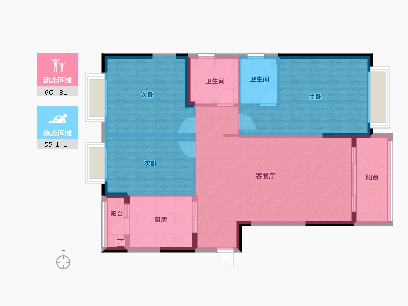 河南省-信阳市-恒大御景湾-110.55-户型库-动静分区