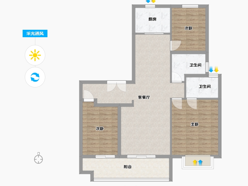 山西省-太原市-福兴雅苑-109.83-户型库-采光通风