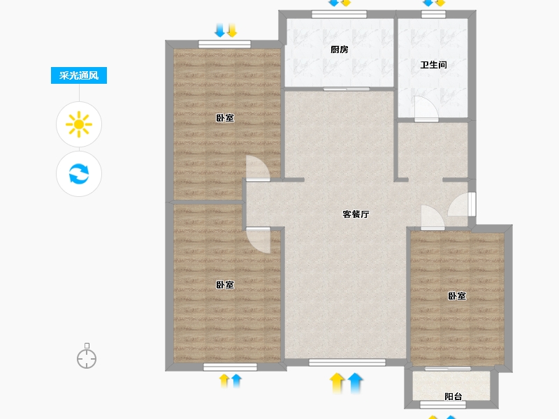 山东省-潍坊市-乐源小区-120.00-户型库-采光通风