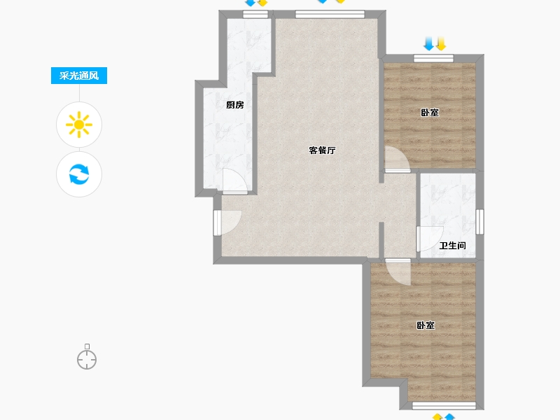 河北省-廊坊市-嘉都小区-72.00-户型库-采光通风