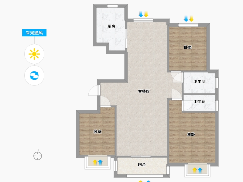 山东省-烟台市-安德利花园-C区-118.00-户型库-采光通风