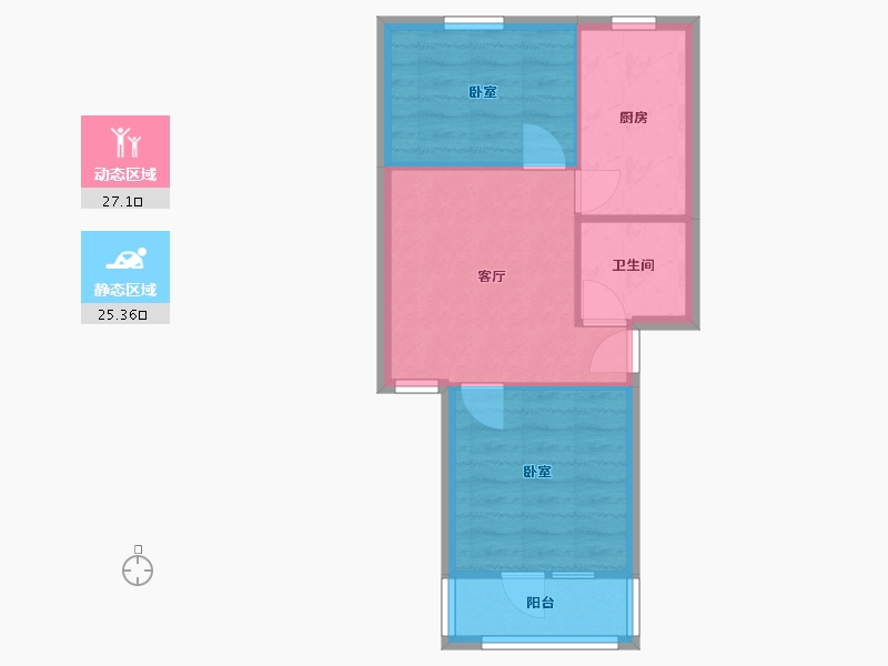 陕西省-咸阳市-彩虹小区-54.12-户型库-动静分区