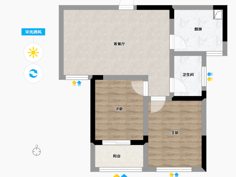 山东省-济宁市-惠馨苑-74.70-户型库-采光通风