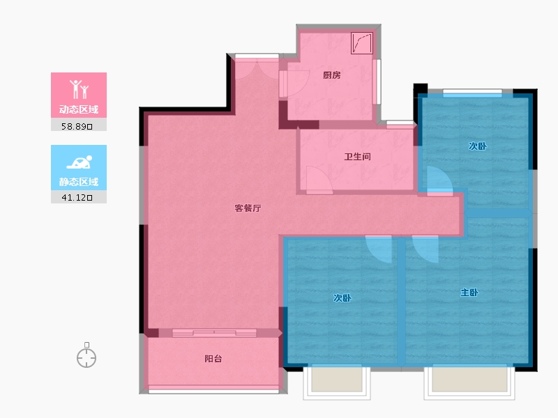 浙江省-台州市-环沙小区-89.00-户型库-动静分区