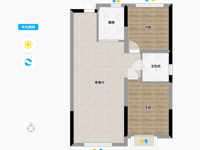 辽宁省-鞍山市-紫云东方堂悦-60.00-户型库-采光通风