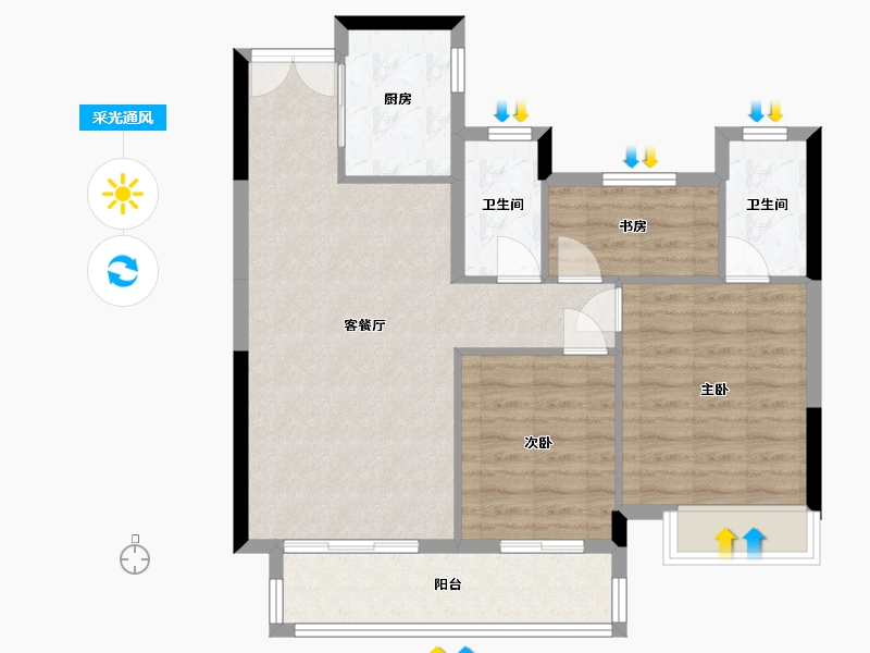 安徽省-马鞍山市-金悦香溪-90.68-户型库-采光通风