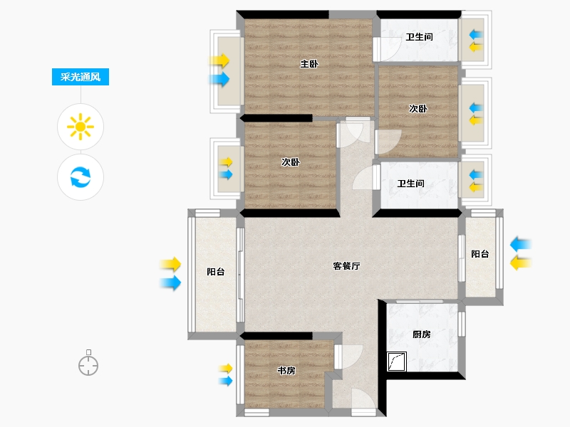 广东省-中山市-卓越协信天际-80.00-户型库-采光通风