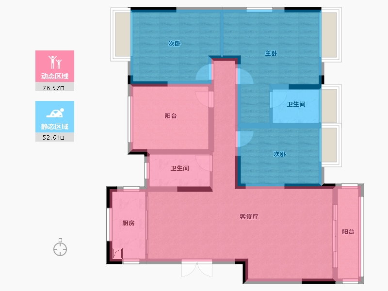 广西壮族自治区-梧州市-彰泰玫瑰园-130.00-户型库-动静分区