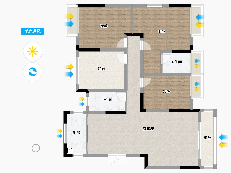 广西壮族自治区-梧州市-彰泰玫瑰园-130.00-户型库-采光通风