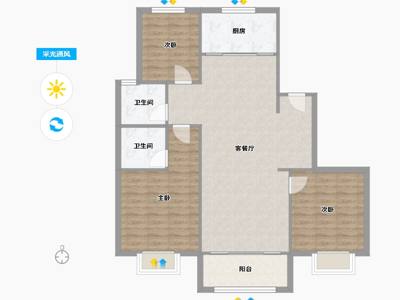 山东省-烟台市-泰和府-97.50-户型库-采光通风