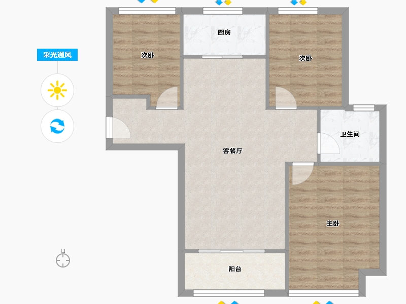 安徽省-合肥市-华南城紫荆名都-66.00-户型库-采光通风