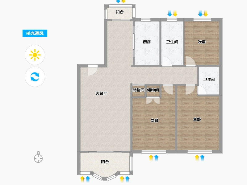 上海-上海市-金鼎花苑-113.80-户型库-采光通风