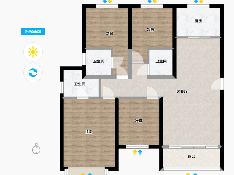 河北省-衡水市-蓝光雍锦半岛-107.00-户型库-采光通风