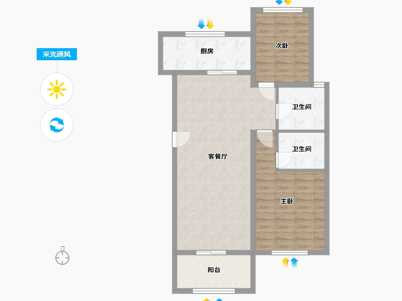 山东省-烟台市-嘉麟世纪华府-82.00-户型库-采光通风