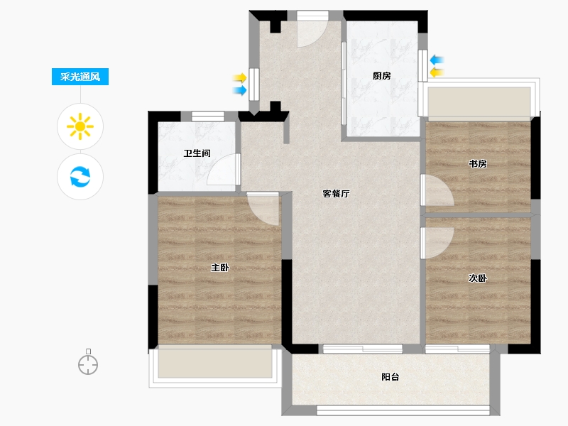 上海-上海市-中建壹府澜庭-68.80-户型库-采光通风