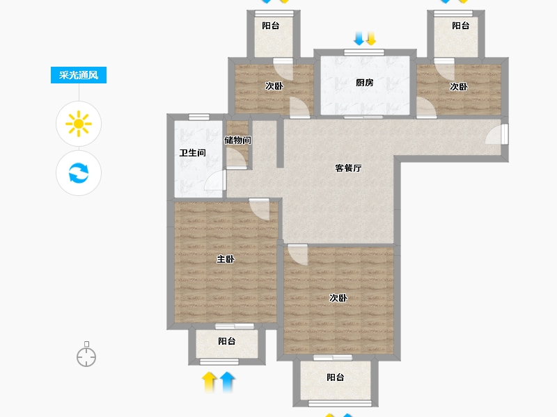 福建省-福州市-正荣 悦龙江-100.00-户型库-采光通风