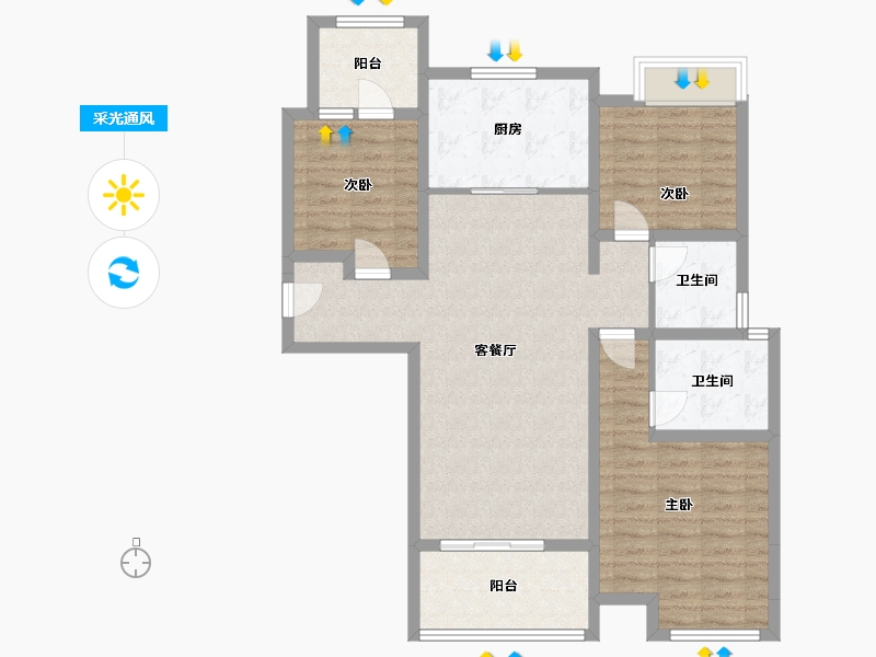 湖南省-长沙市-梦想枫林湾-95.00-户型库-采光通风