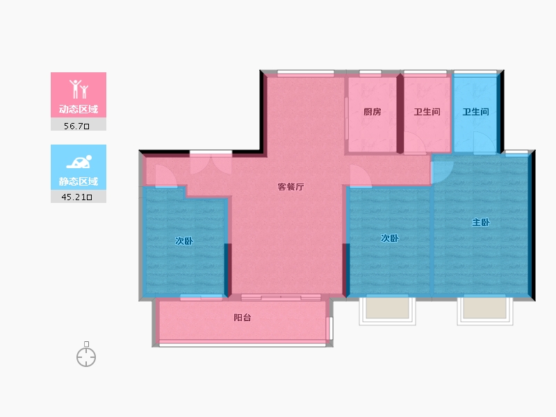 浙江省-嘉兴市-明湖璟园-100.00-户型库-动静分区