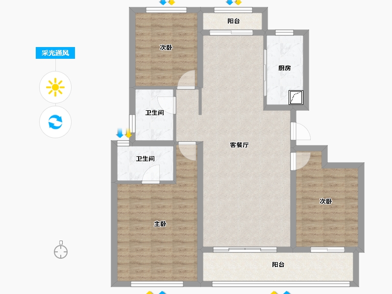 河北省-沧州市-渤海壹品-105.00-户型库-采光通风