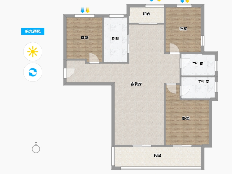 河南省-郑州市-永威枫香院-106.20-户型库-采光通风