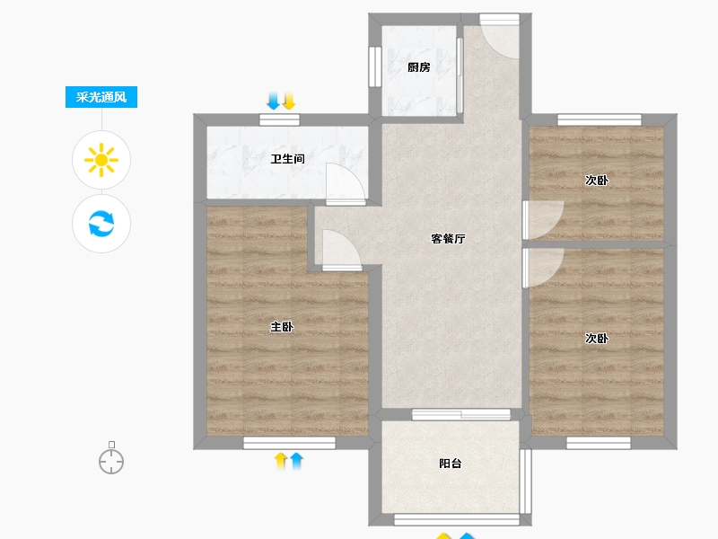 福建省-福州市-翡丽云邸-57.00-户型库-采光通风