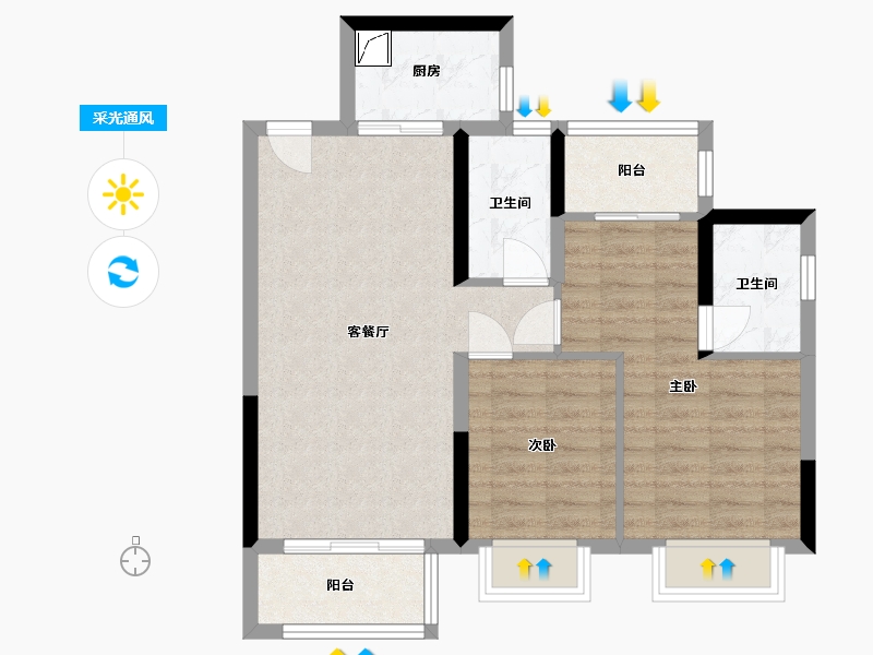 广西壮族自治区-柳州市-君悦乾景-87.00-户型库-采光通风