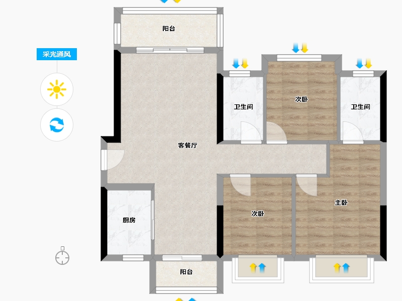 广西壮族自治区-柳州市-君悦乾景-96.00-户型库-采光通风